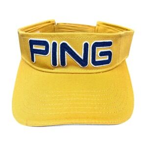 PING Golf Visor Hat Mens Yellow Cotton Embroidered Logo Adjustable‎ Strap